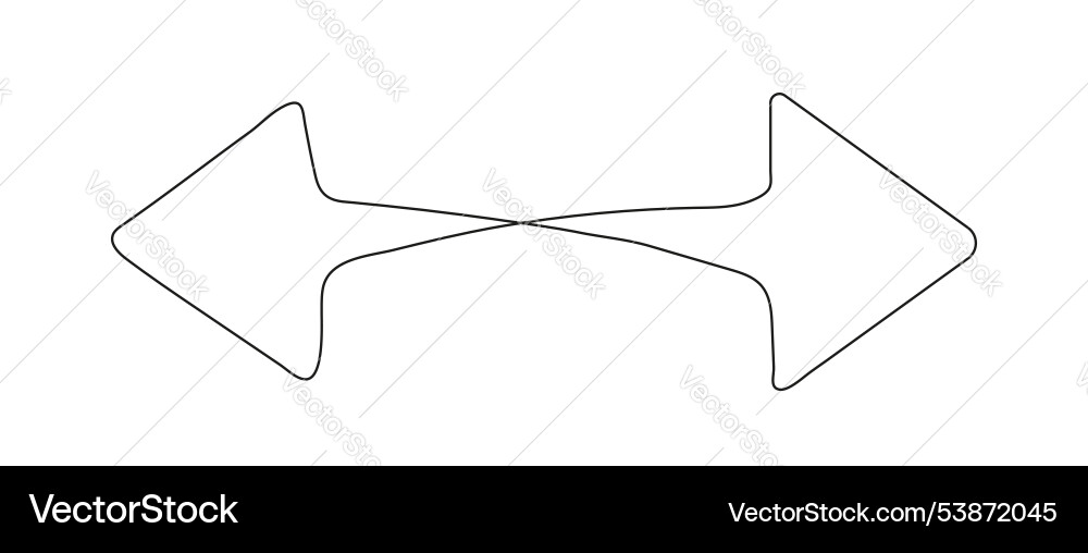 Continuous line drawing of a double arrow pointing Continuous line drawing of a double arrow pointing Vector Image