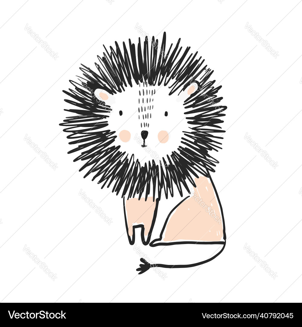 Cute sketch hand drawn color lion Cute sketch hand drawn color lion vector image