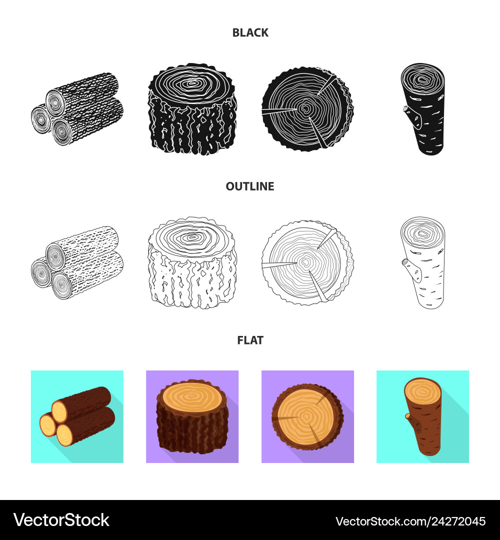 Design of tree and raw symbol collection vector image