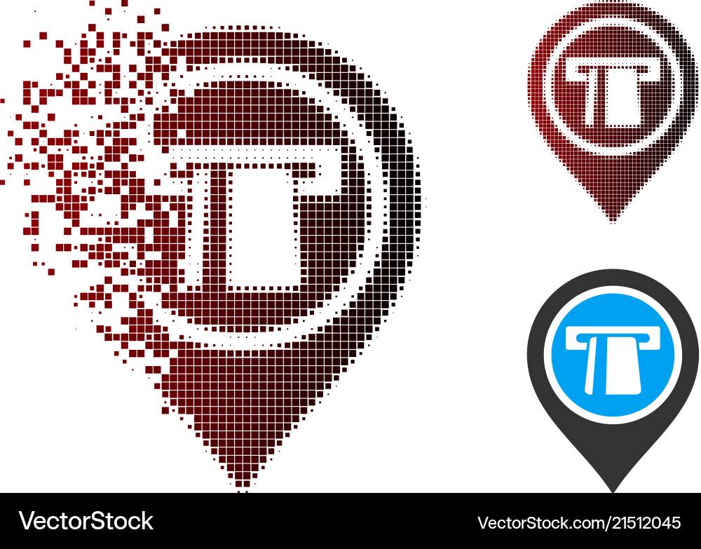 Disappearing pixel halftone bank machine pointer Vector Image