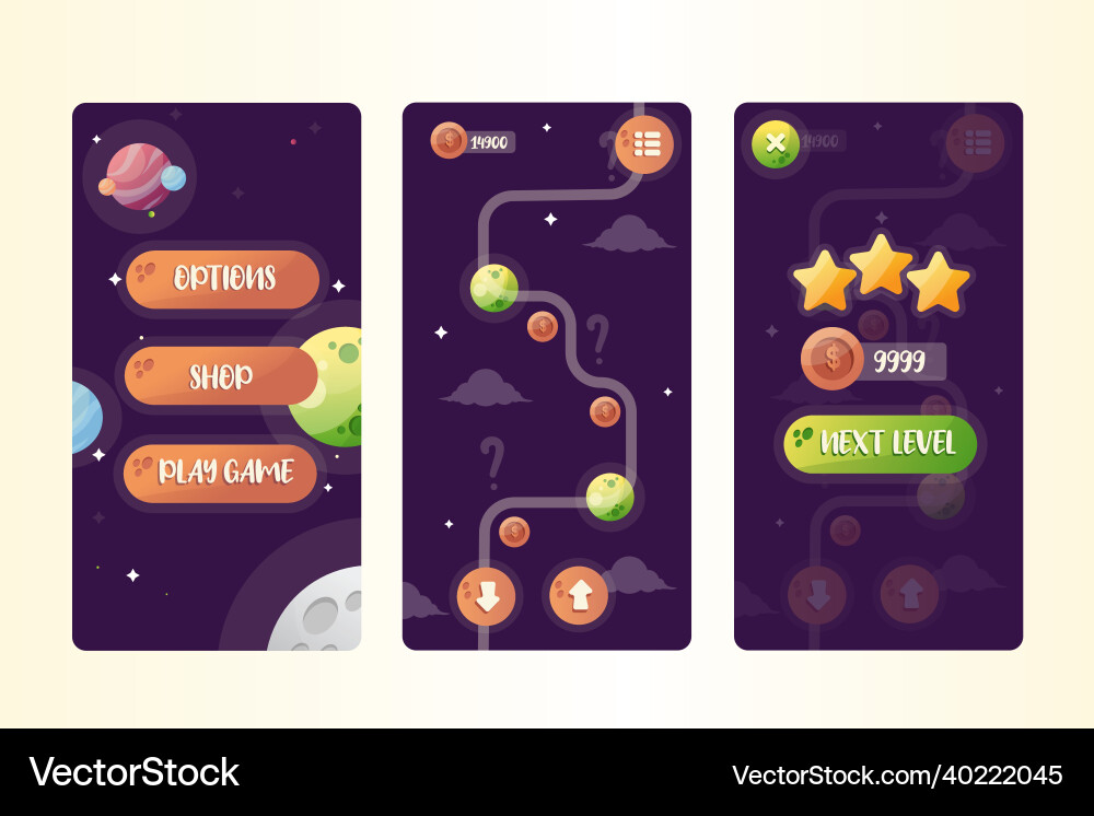 Game template gui kit interface log in page Game template gui kit interface log in page Vector Image