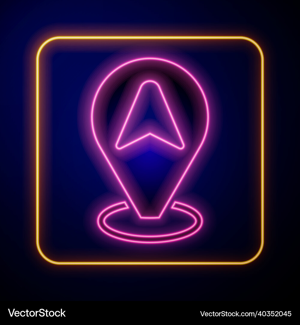 Glowing neon map pointer with taxi car icon Glowing neon map pointer with taxi car icon vector image