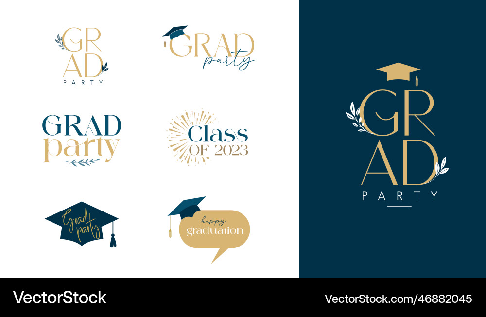 Graduation party typography collection monogram Vector Image