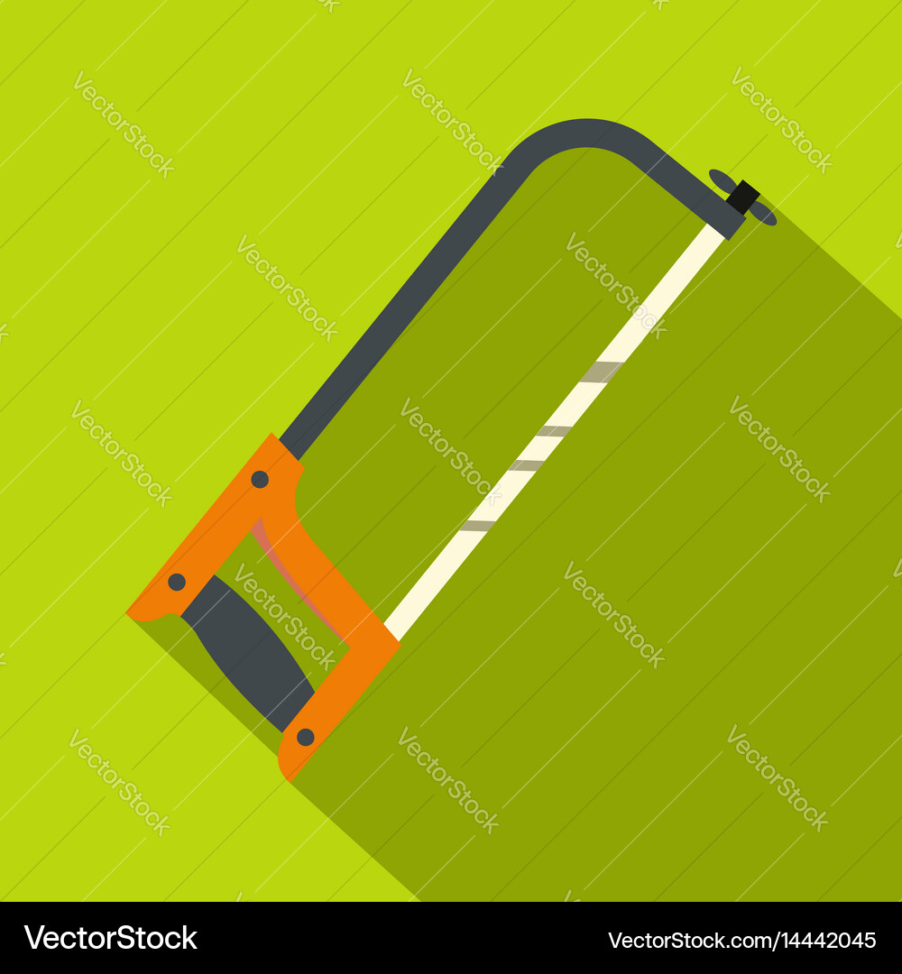 Hacksaw with orange handle icon flat style Vector Image