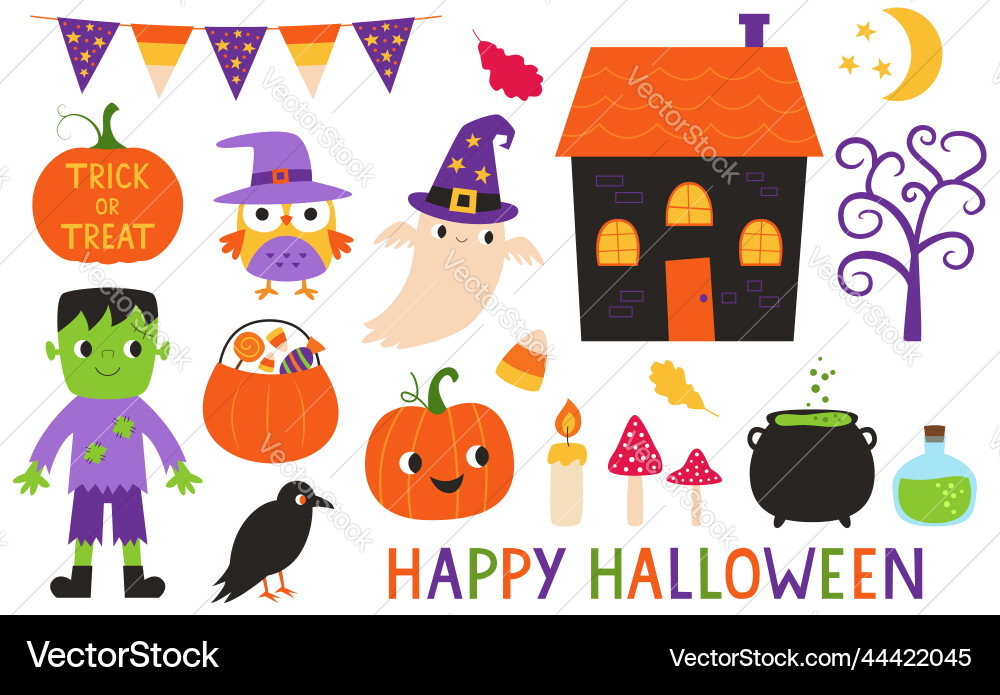 Halloween clip art collection vector image