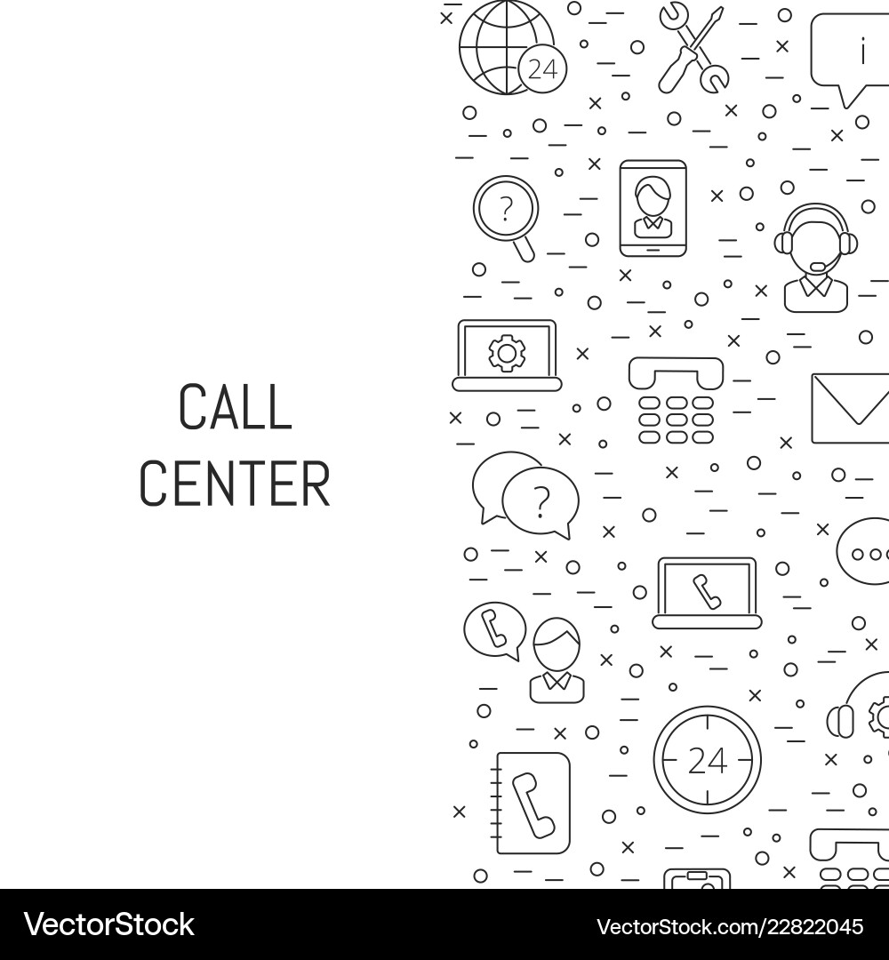 Line call support center icons background Line call support center icons background vector image