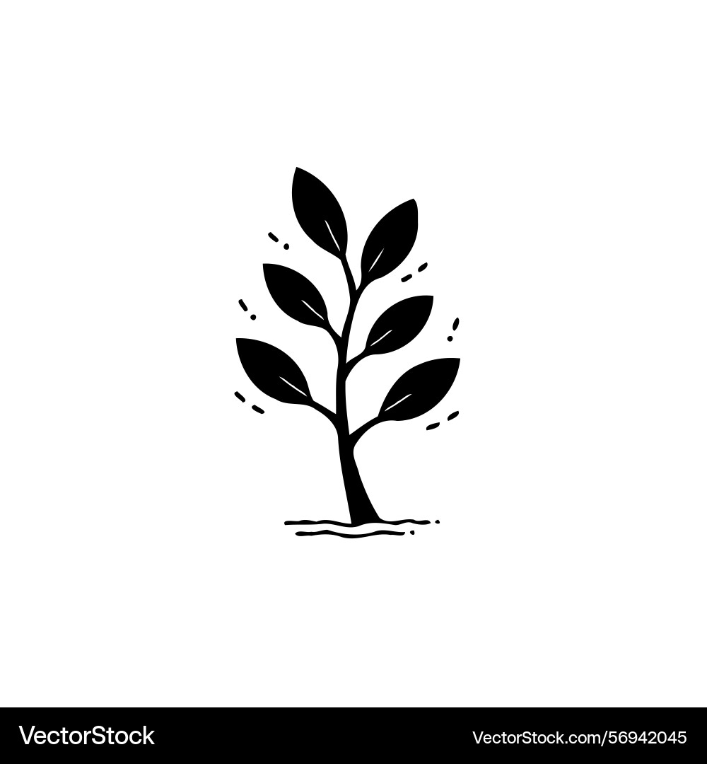 Minimalistic botanical of a sapling with stylized Vector Image