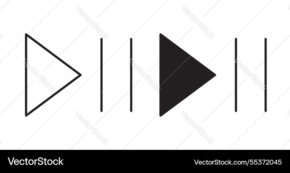 Play pause icon set in thin line for web vector image