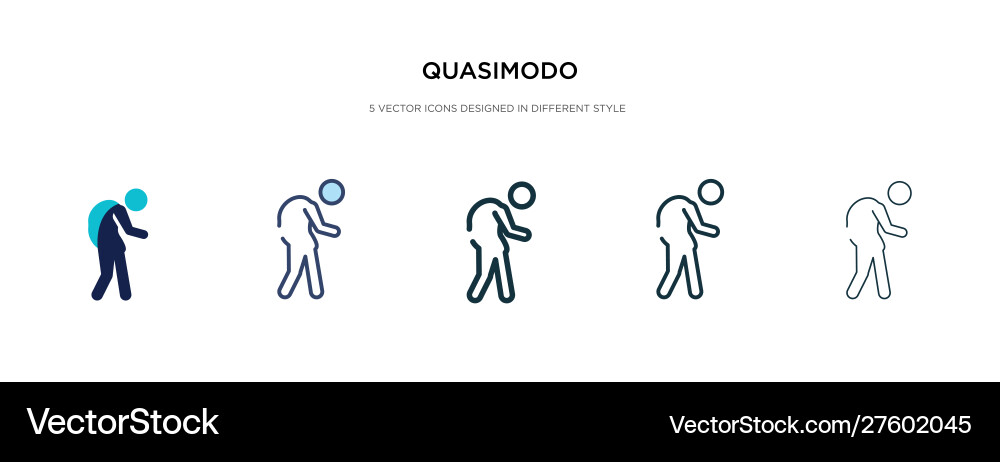 Quasimodo icon in different style two colored Quasimodo icon in different style two colored vector image