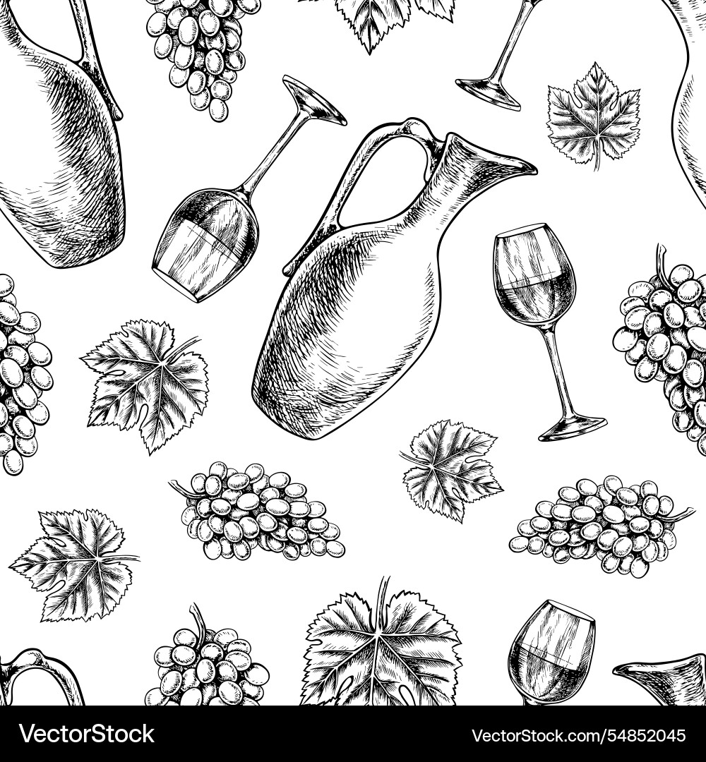 Seamless pattern with the image of wine a jug Seamless pattern with the image of wine a jug vector image