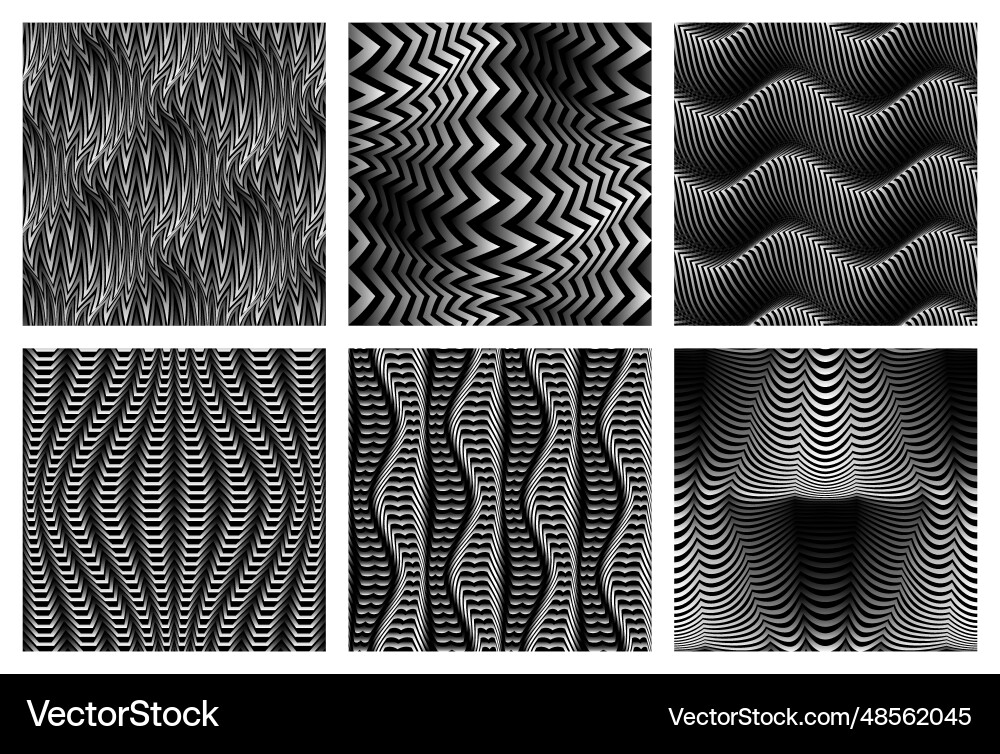 Seamless patterns set of gradient monochrome Seamless patterns set of gradient monochrome vector image