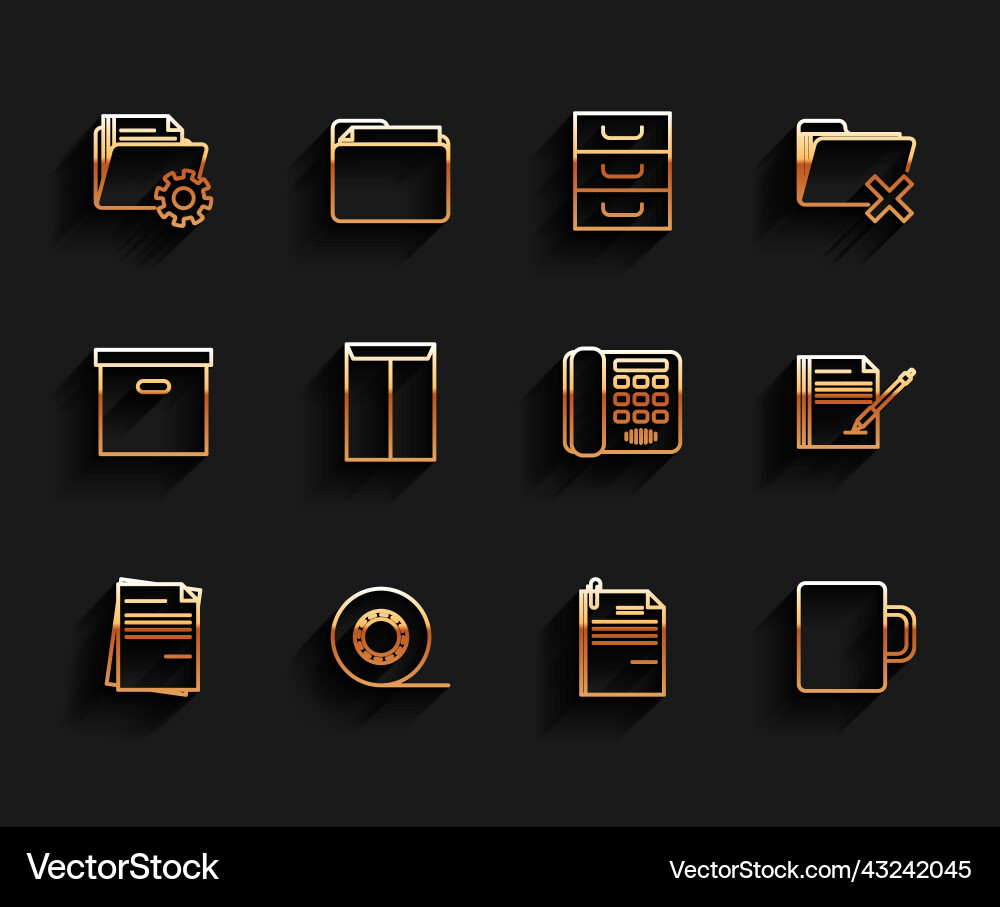 Set line file document scotch folder settings Vector Image