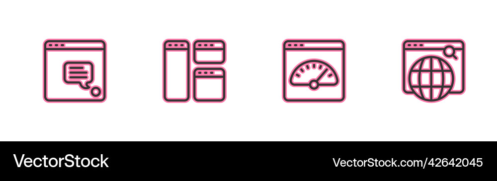 Set line new chat messages notification digital Set line new chat messages notification digital vector image