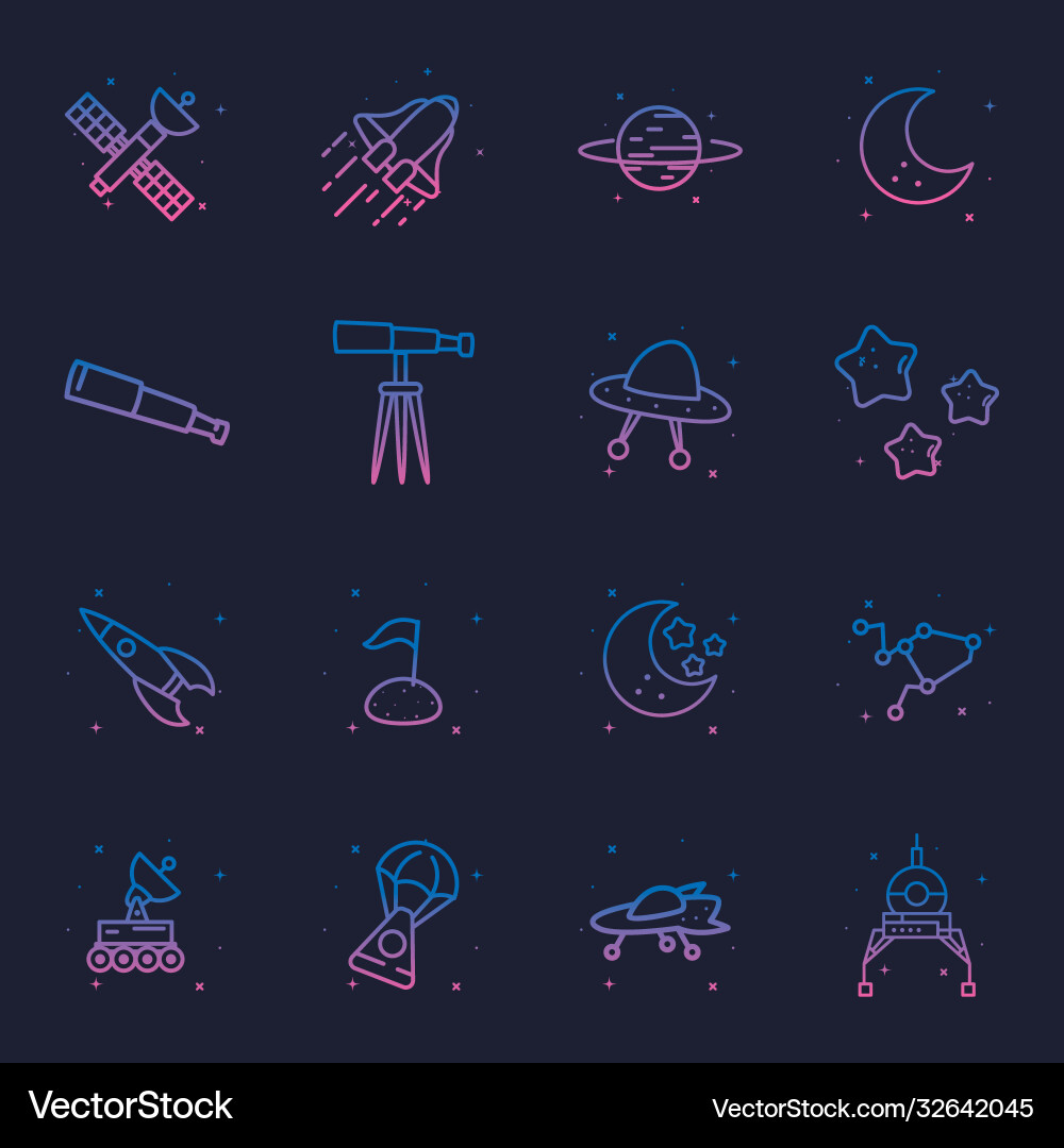 Space gradient style icon set design Space gradient style icon set design vector image