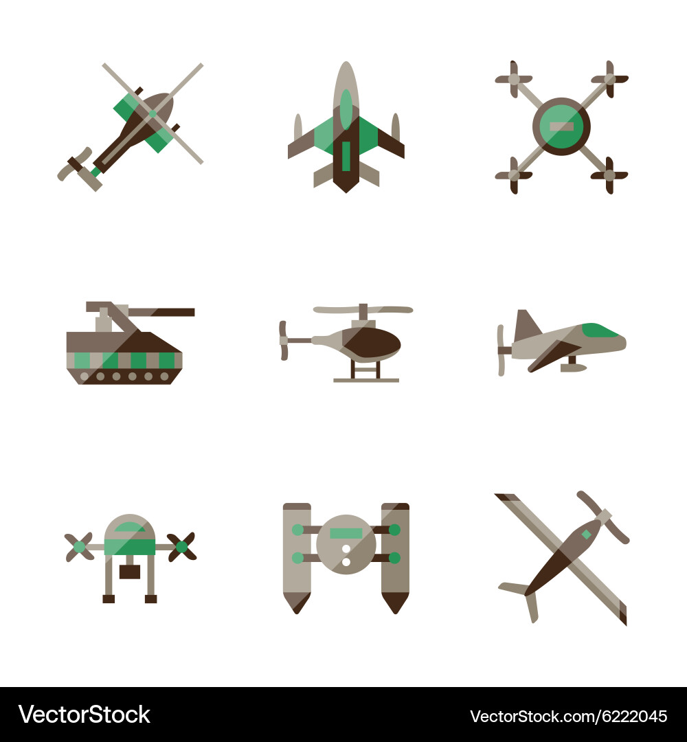 Unmanned robots flat color icons vector image