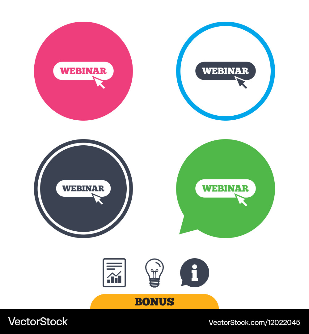 Webinar with cursor pointer sign icon web study vector image