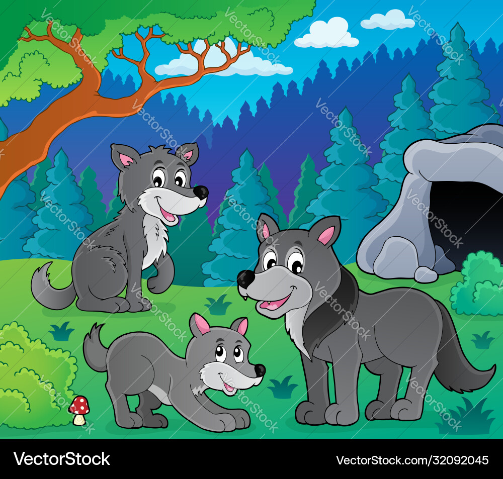 Wolves theme image 1 Royalty Free Vector Image