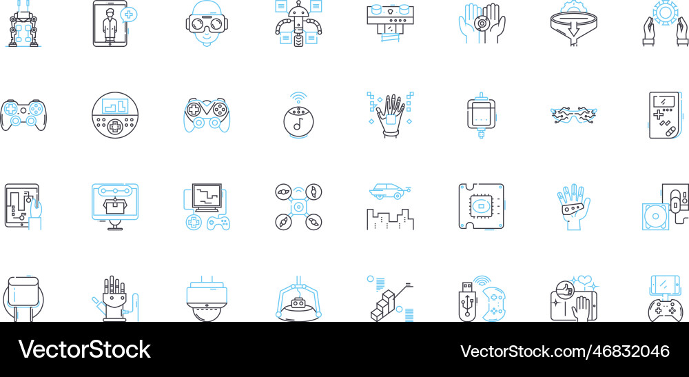 Artificial analytics linear icons set machine Artificial analytics linear icons set machine vector image