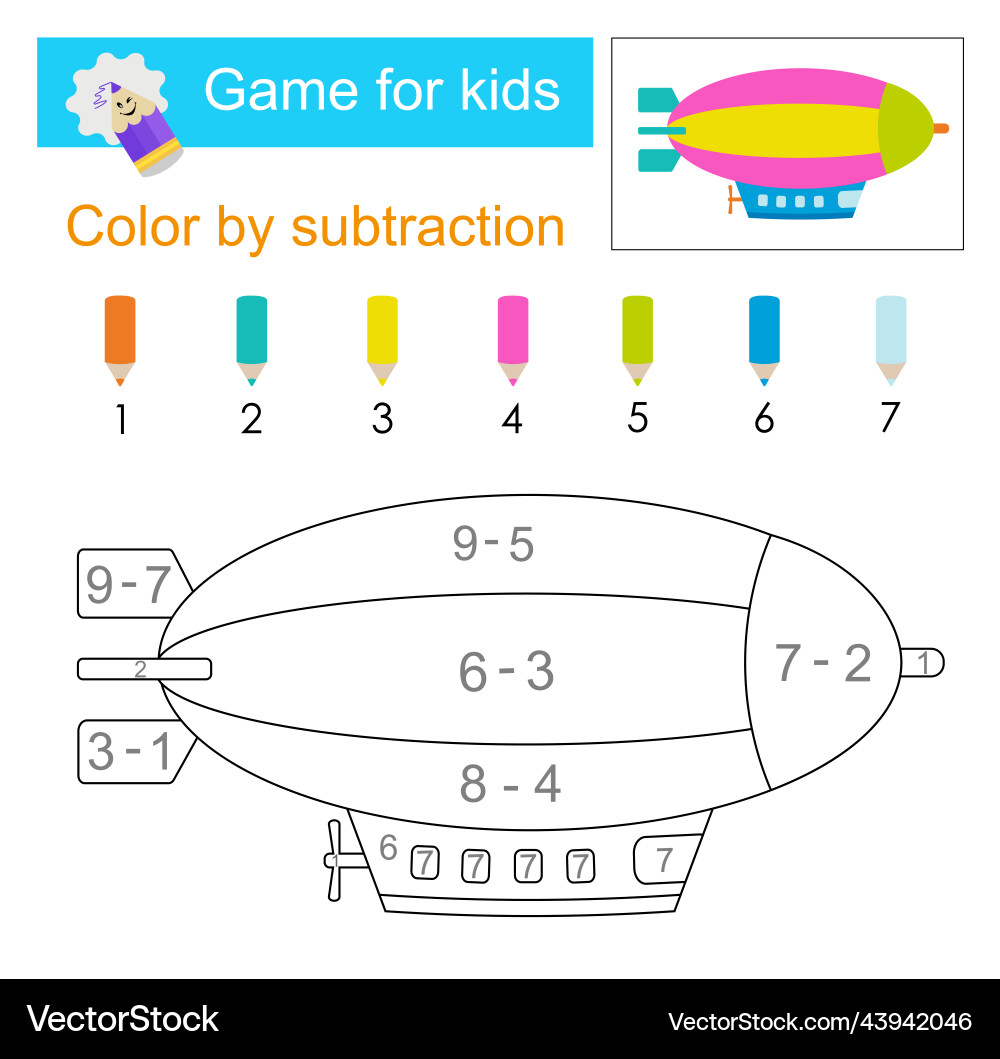 Coloring pages color by subtraction Coloring pages color by subtraction vector image