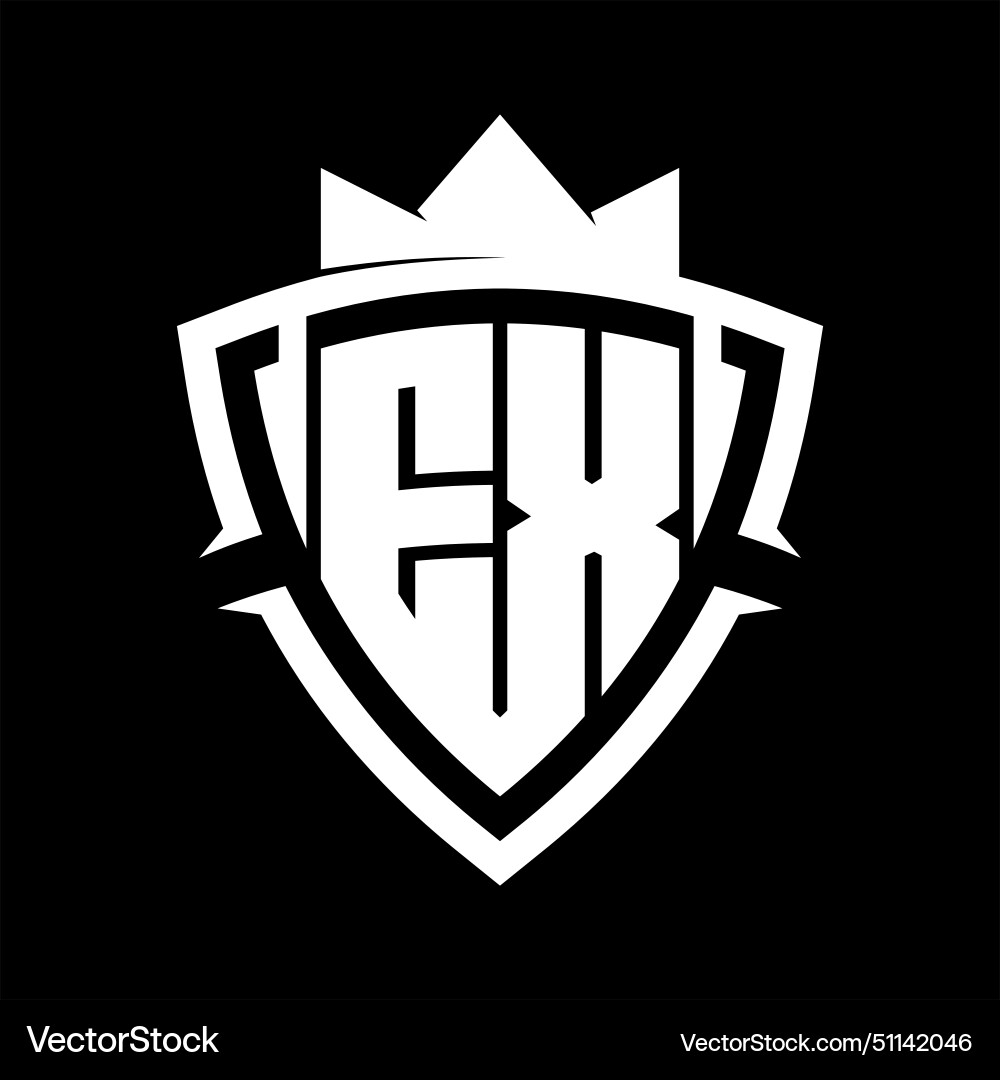 Ex letter monogram with triangle curve shield Ex letter monogram with triangle curve shield vector image