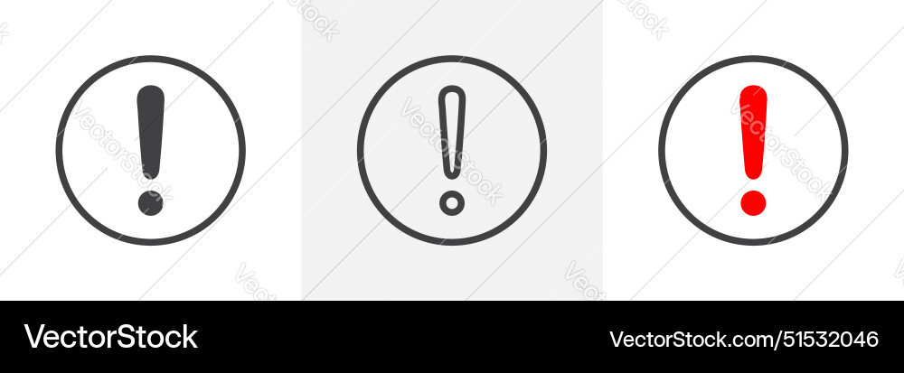 Exclamation interface icon set problem warning Exclamation interface icon set problem warning vector image
