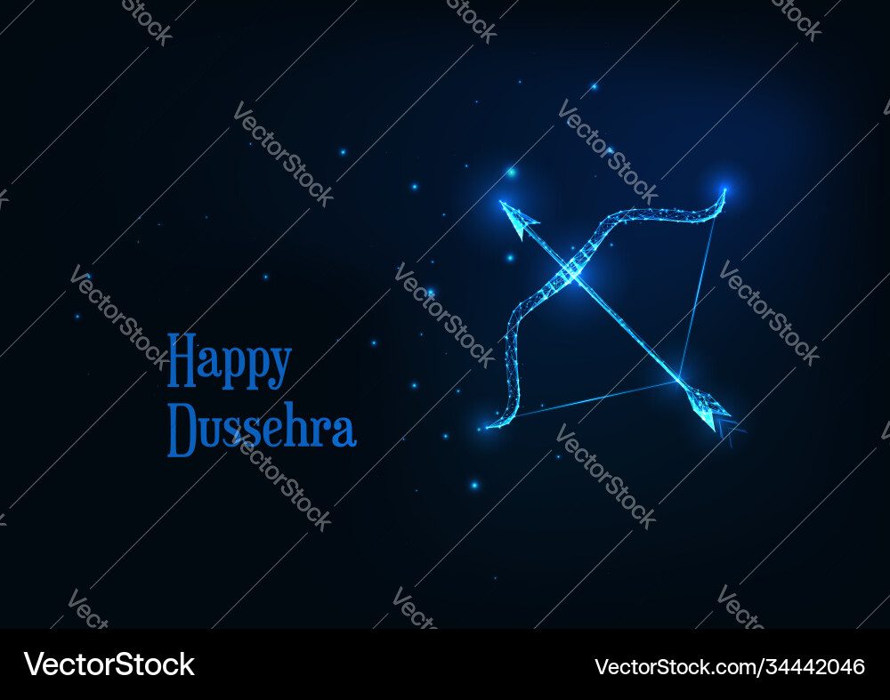 Futuristic happy dussehra banner with glowing low Futuristic happy dussehra banner with glowing low vector image