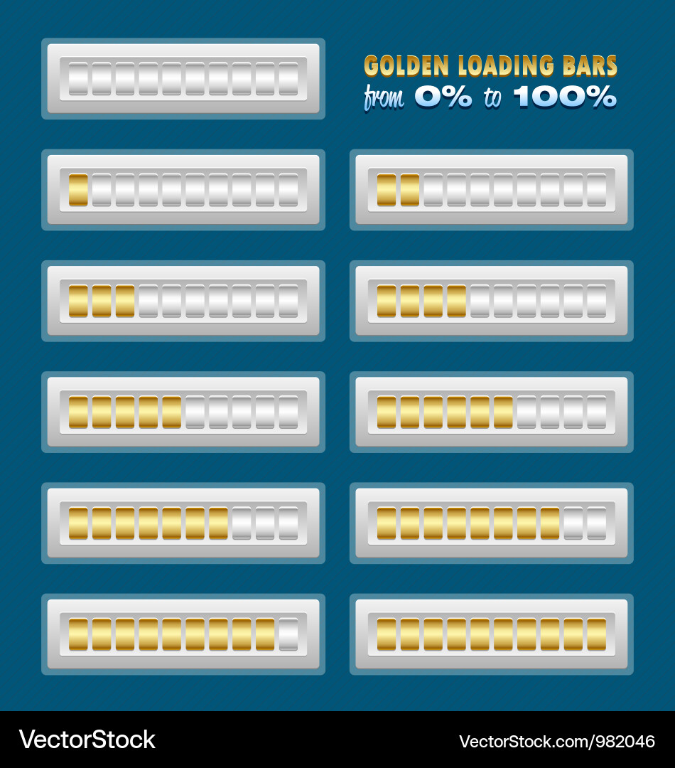 Golden loading bars vector image