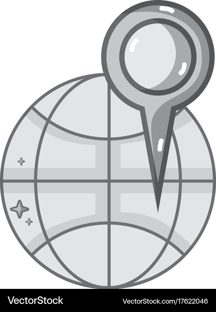 Grayscale global map with magnifying glass Vector Image