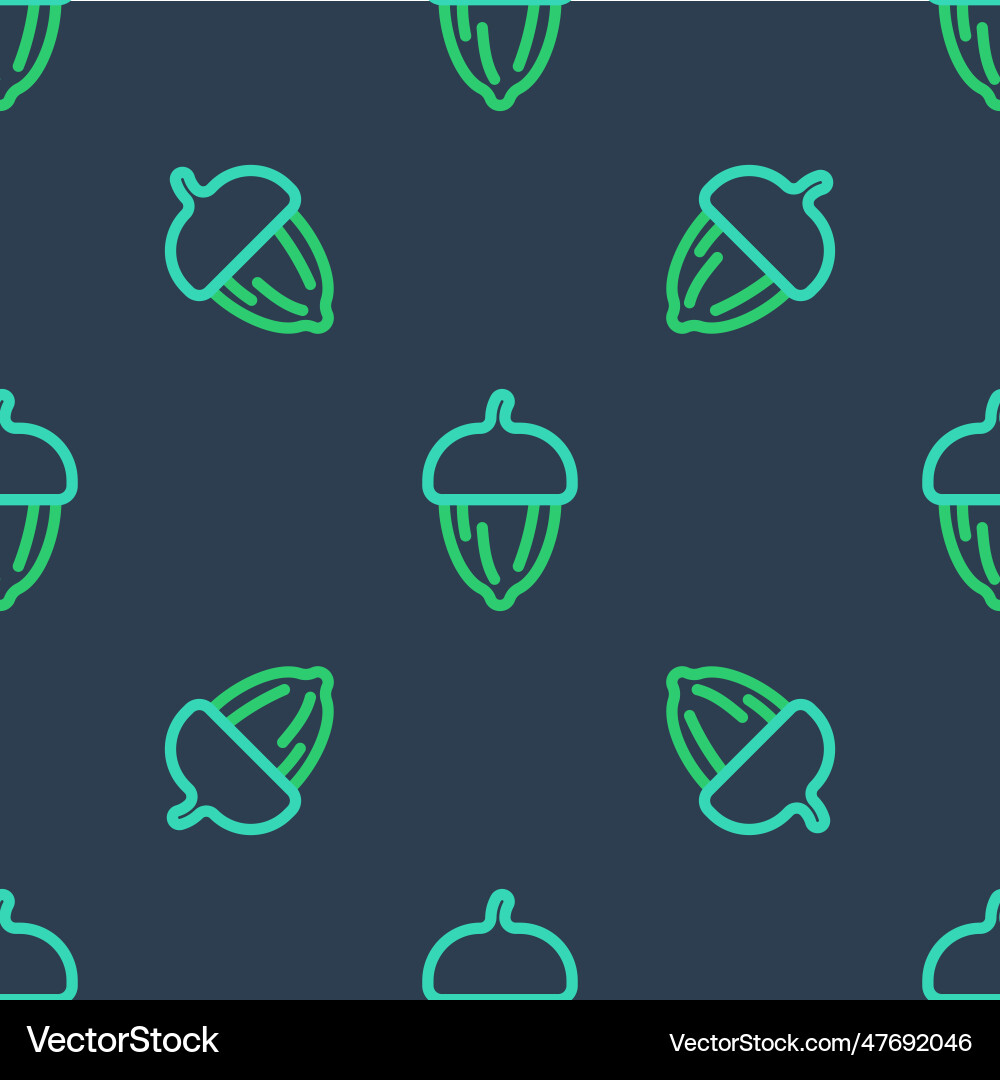 Line acorn icon isolated seamless pattern on blue Vector Image