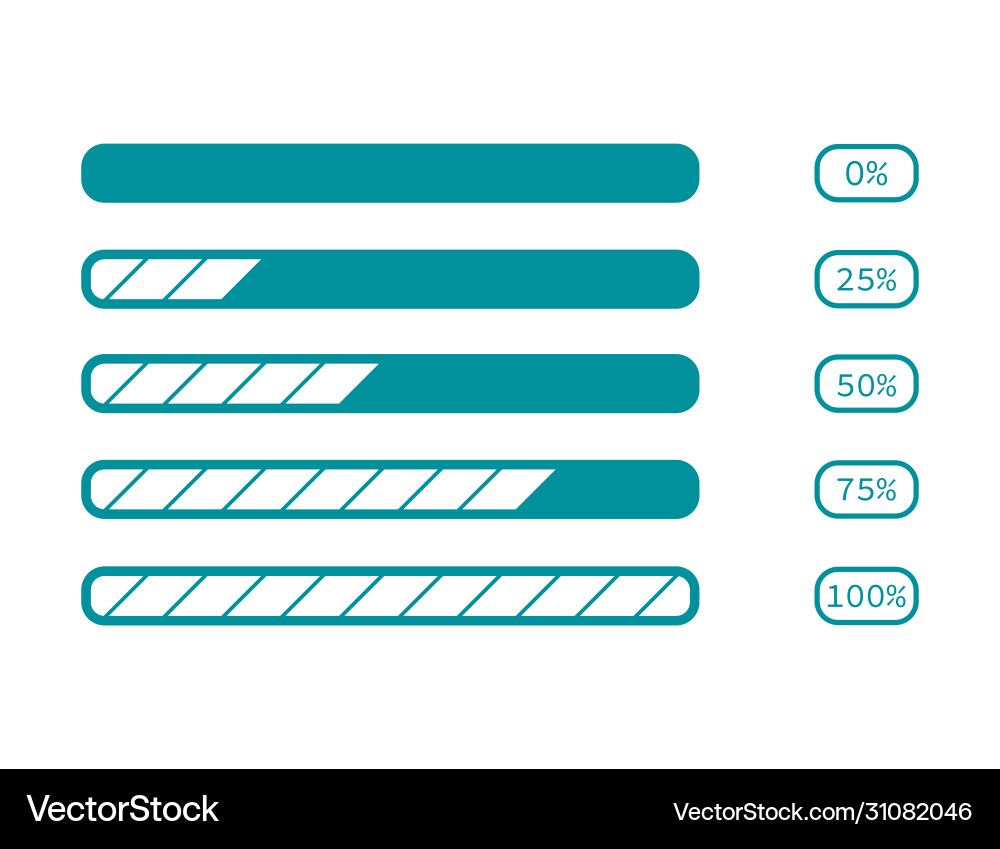 Loading bar with sections from 0 to 100 Loading bar with sections from 0 to 100 vector image