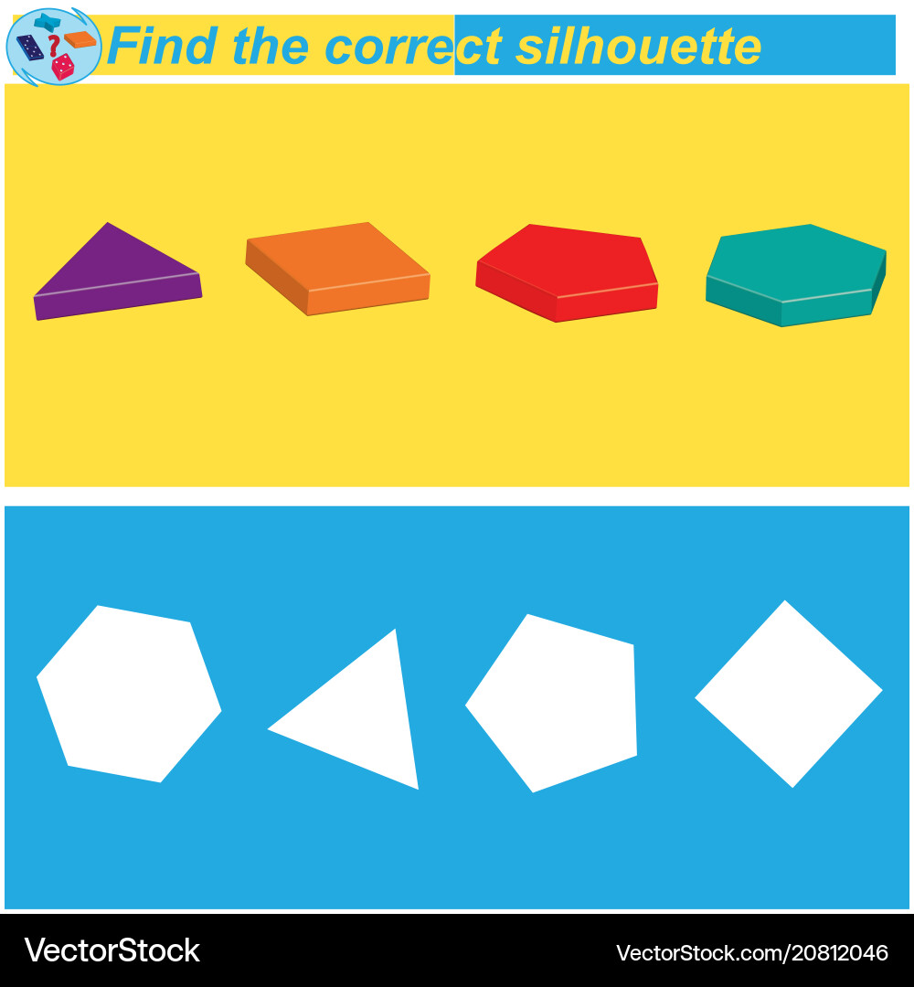 Logical task find the correct silhouette game vector image