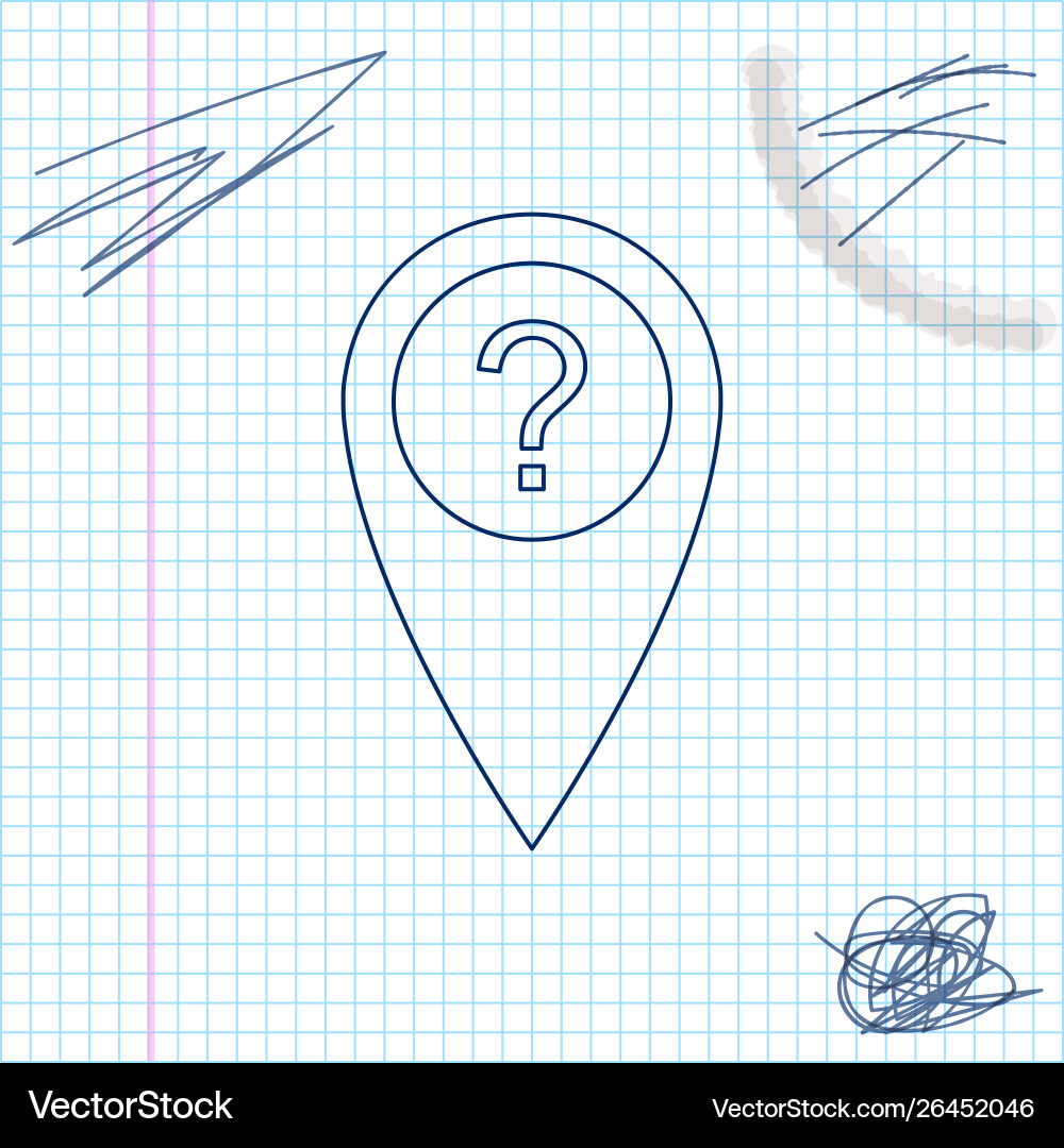 Map pointer with question symbol line sketch icon Map pointer with question symbol line sketch icon vector image
