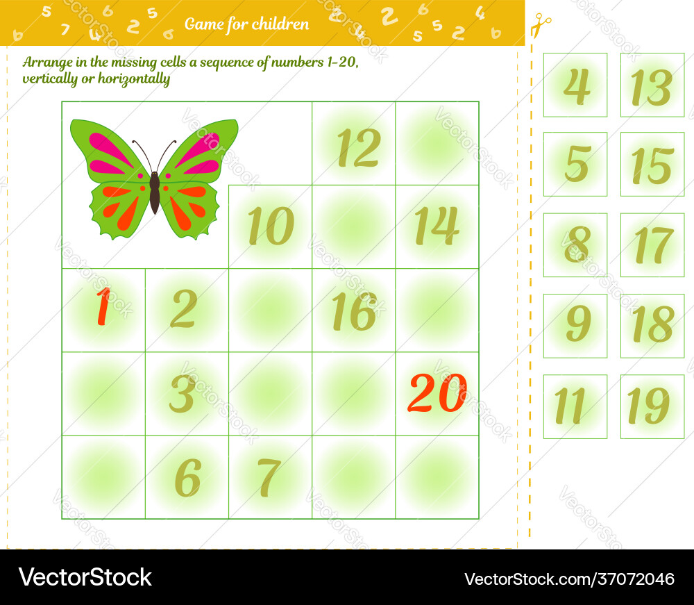 Number Logic Puzzle Game for Kids Vector Image