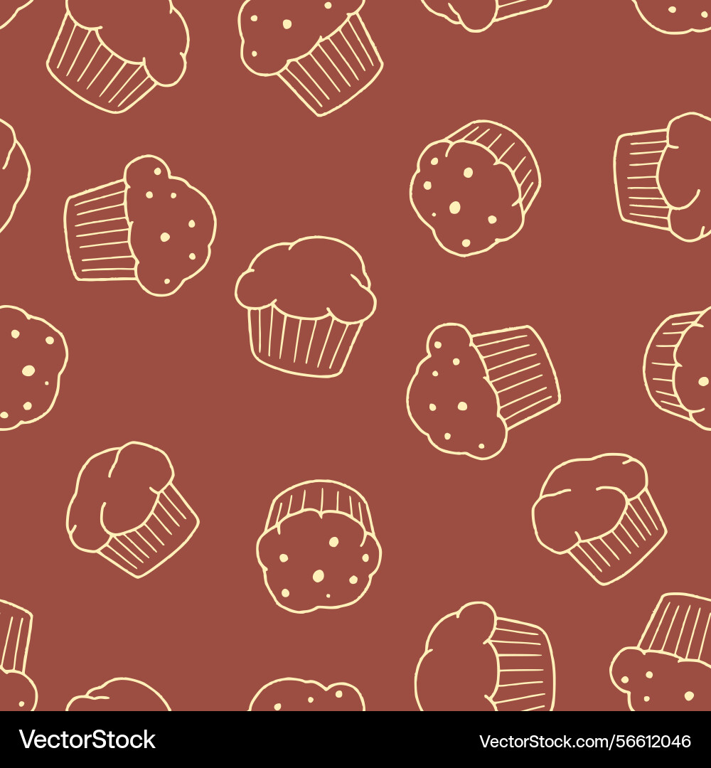 Outline muffin seamless pattern background Outline muffin seamless pattern background vector image