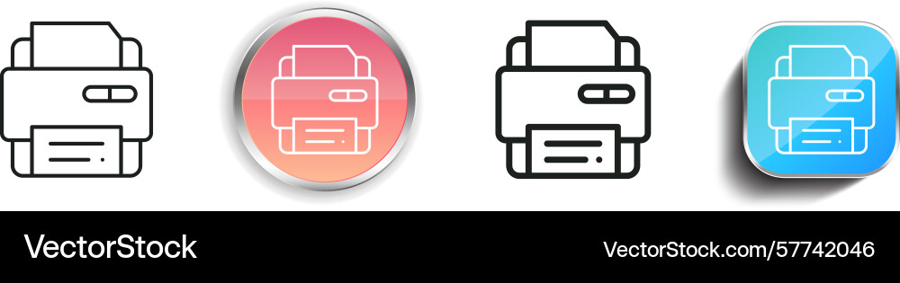 Printer icon thin linear regular and button style Printer icon thin linear regular and button style vector image