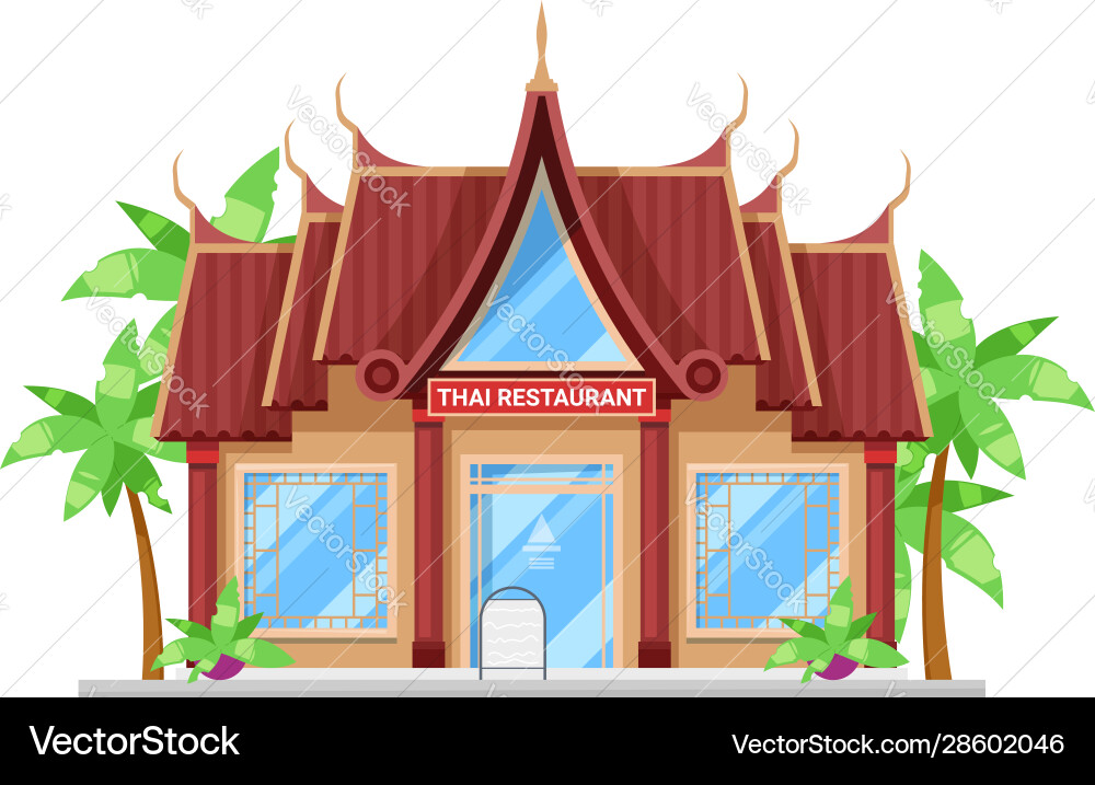 Restaurant thai cuisine isolated building exterior vector image