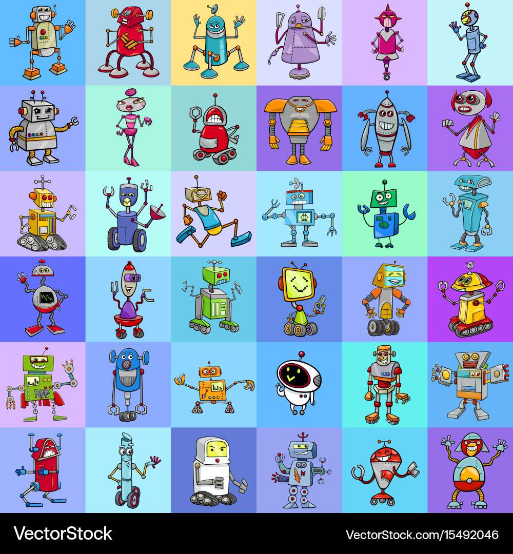 Robots Pattern - Playful Cartoon vector image
