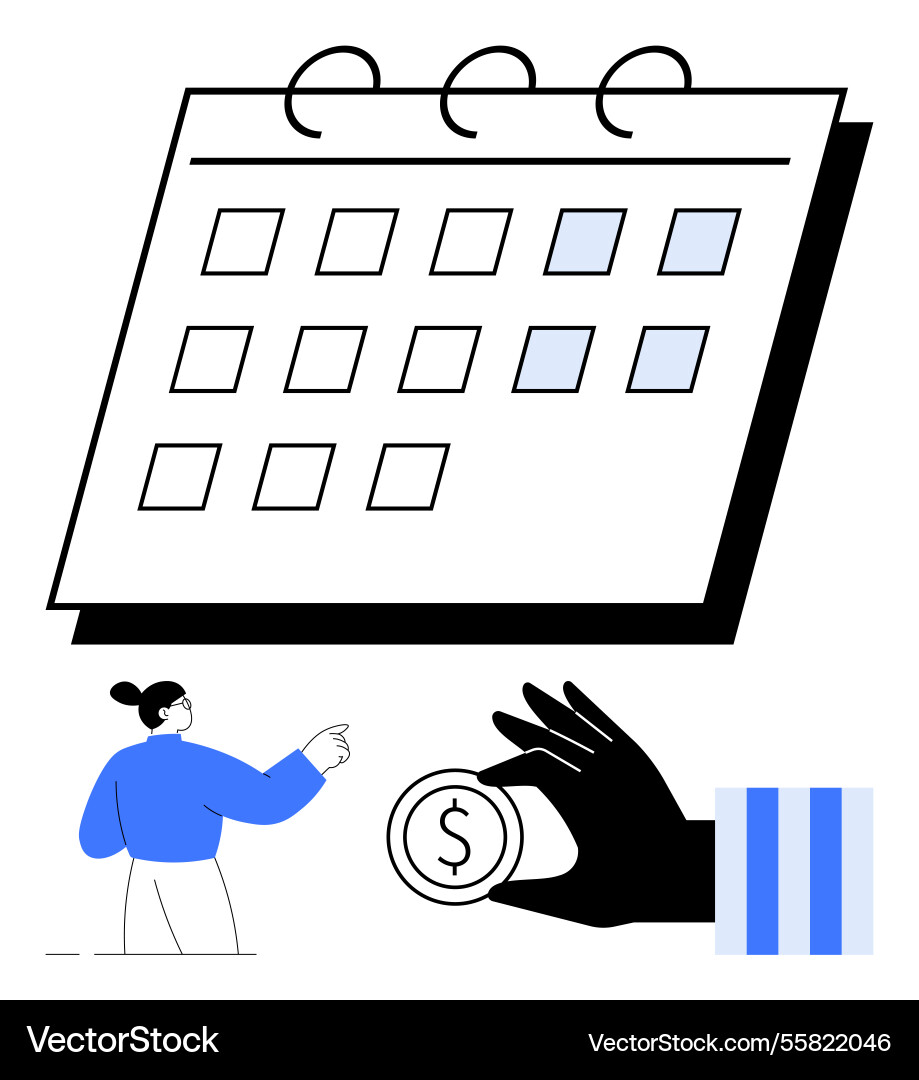 Scheduling and financial planning with calendar Scheduling and financial planning with calendar vector image