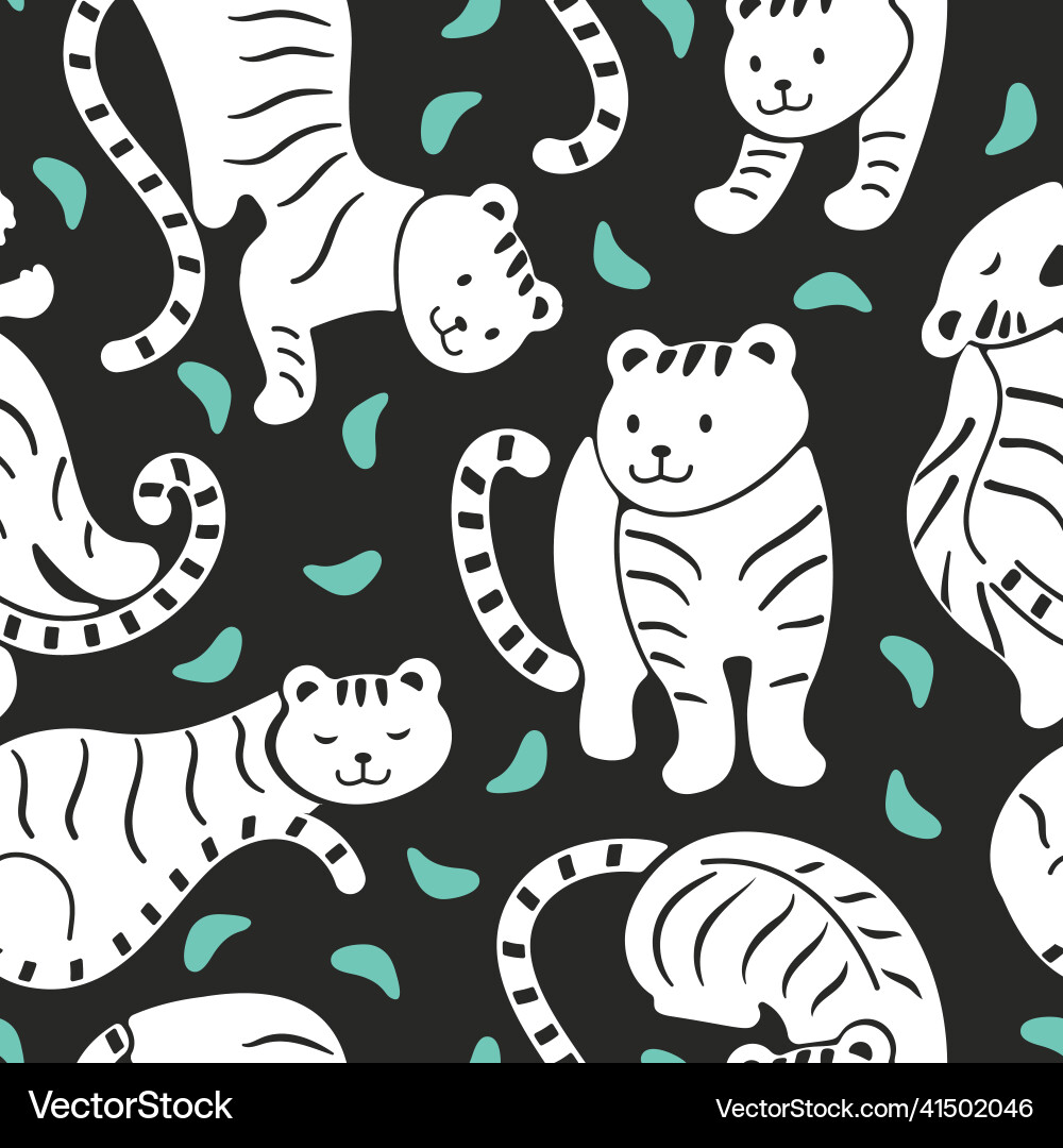 Seamless pattern with simple shaped tigers Vector Image