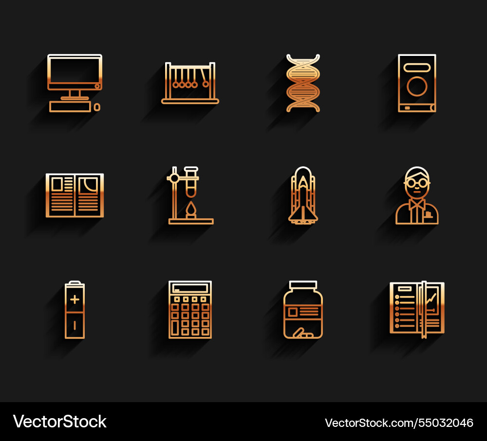 Set line battery calculator computer monitor Set line battery calculator computer monitor vector image