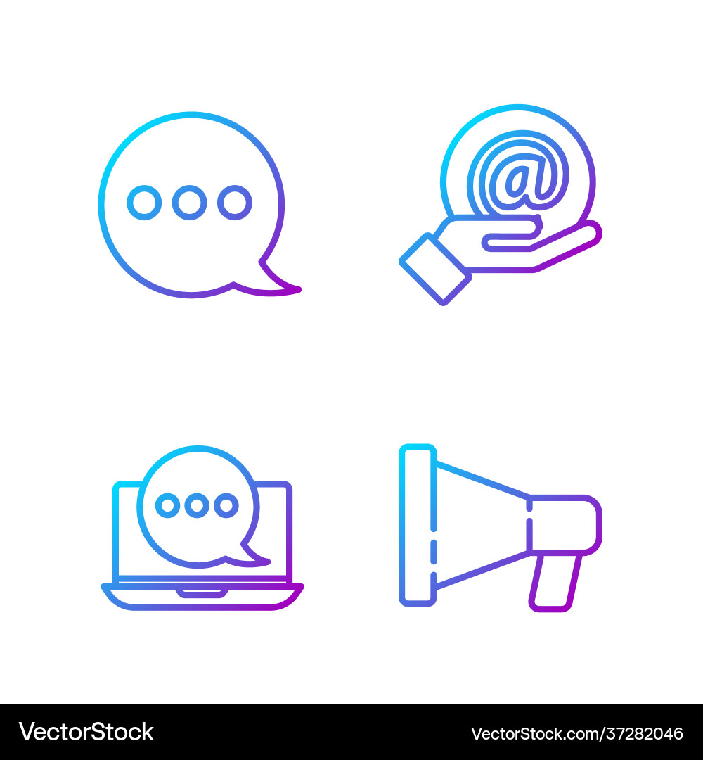Set line megaphone chat messages notification Set line megaphone chat messages notification vector image