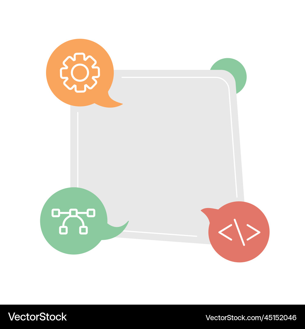 Squared quote textbox with flat objects Squared quote textbox with flat objects vector image