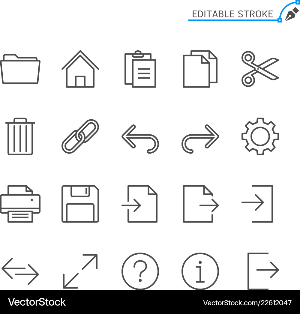 Application toolbar line icons editable stroke Application toolbar line icons editable stroke vector image