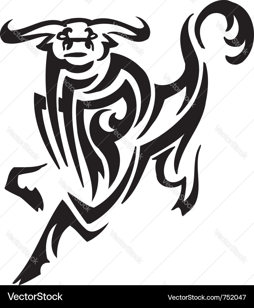 Bull in tribal style - image Vector Image