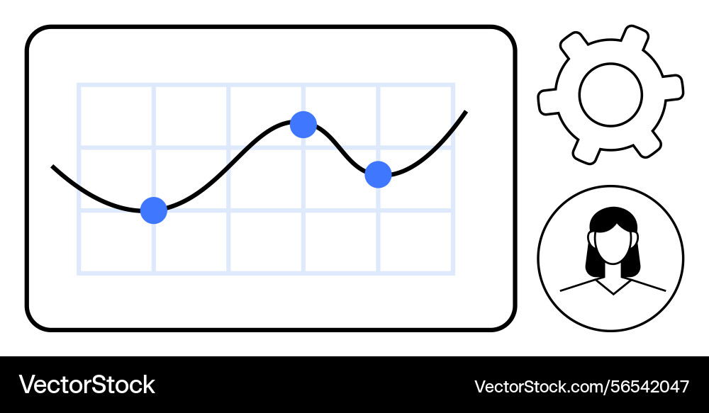 Datenanalyse mit Liniendiagramm-Benutzerprofil Vektorbild