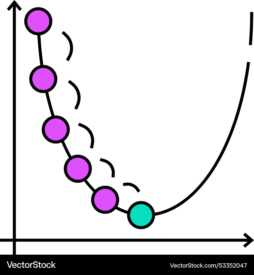Gradienten descent algorithm icon color Gradienten descent algorithm icon color vektorbild