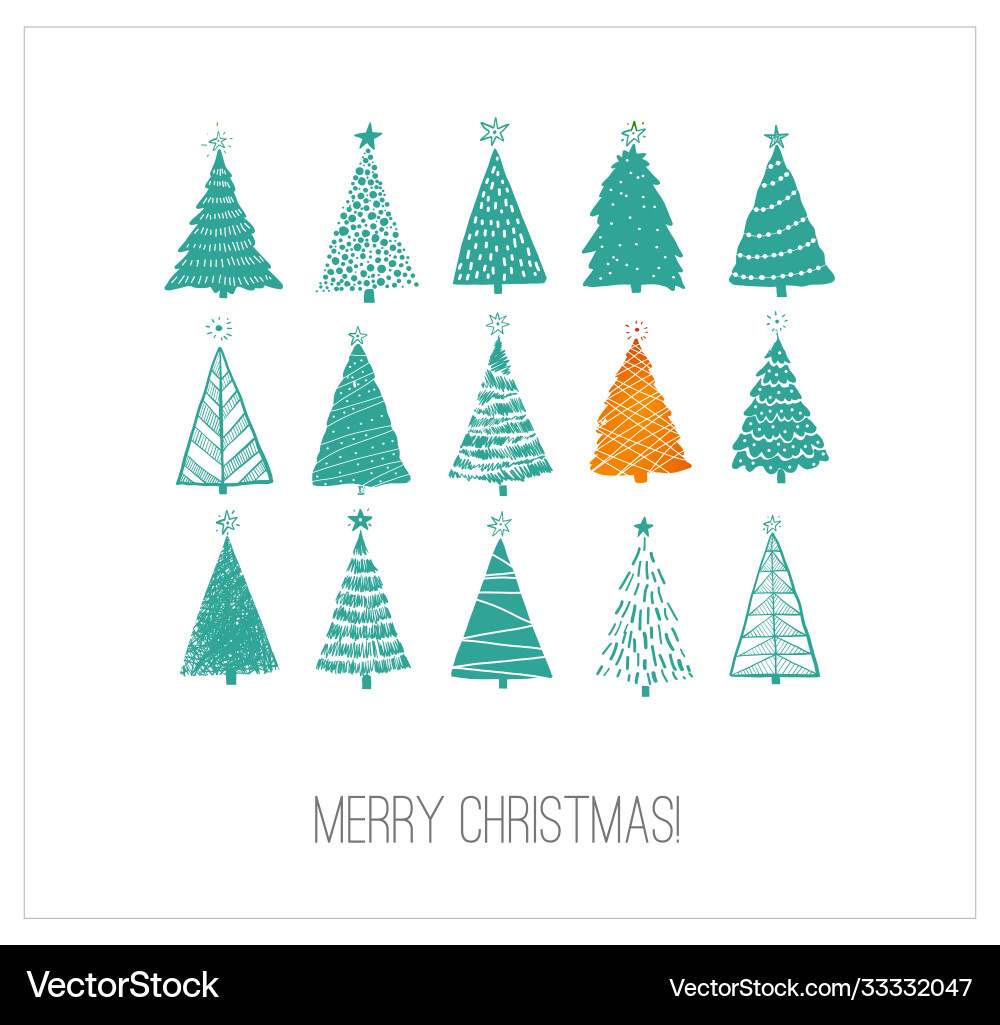 Greeting card with green and orange christmas Greeting card with green and orange christmas vector image