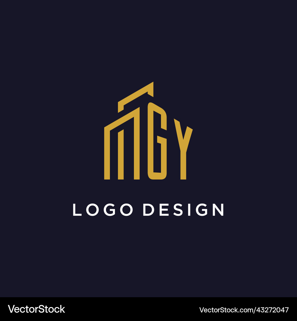 Gy initial monogram with building logo design Gy initial monogram with building logo design Vector Image