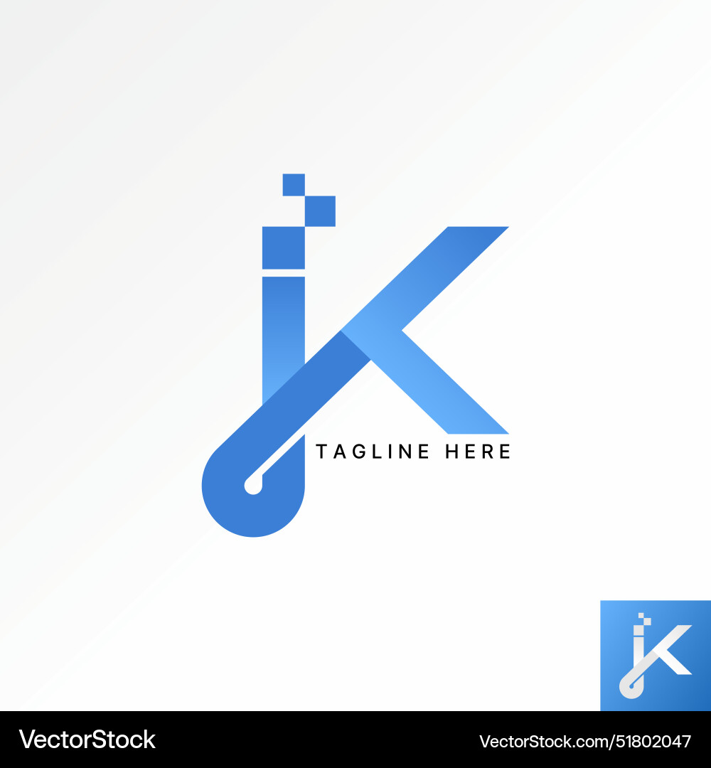 Initial k ik or jk font connect with square tech Initial k ik or jk font connect with square tech vector image