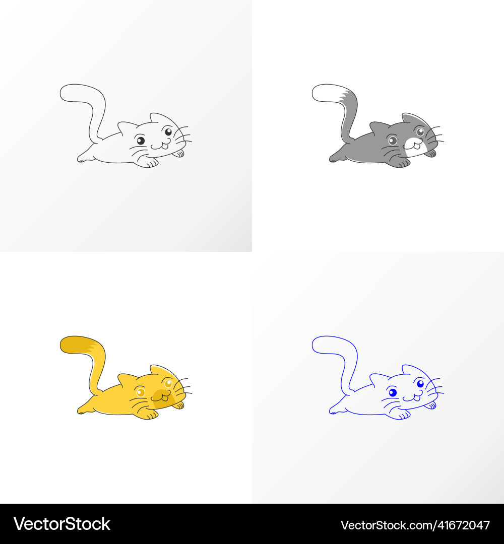 Lazy cat logo design abstract concept stock Lazy cat logo design abstract concept stock Vector Image